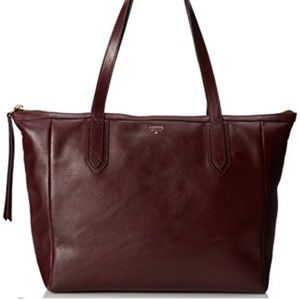 Fossil leather tote bag
